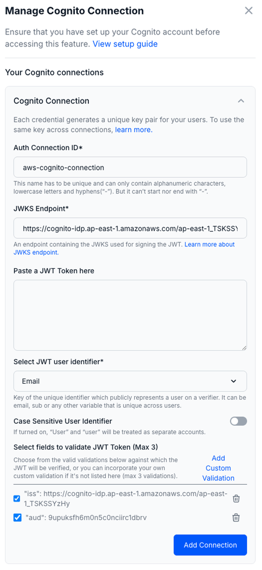 AWS Cognito Connection