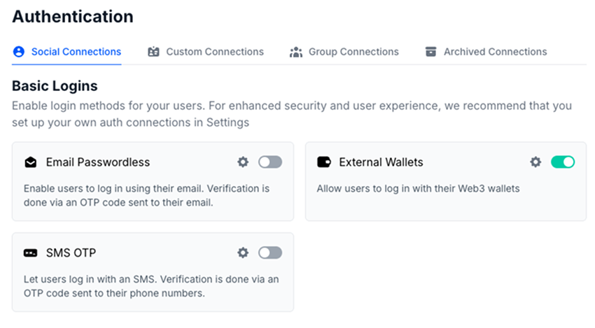 External Wallets Toggle